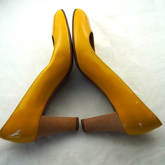 J.Crew Yellow Patent Leather Heels  Size 7  Made‎ in Italy - Picture 9 of 13
